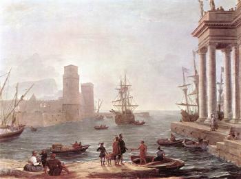 Claude Lorrain : Port Scene with the Departure of Ulysses from the Land of th